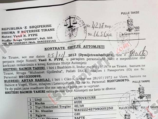 Zbardhet kontrata/Tahiri e bleu ‘Audi’-n 21 mijë €, e shiti 7 mijë