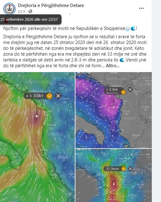 Drejtoria e Përgjithshme Detare: Kujdes do të ketë përkeqësim të motit në vend